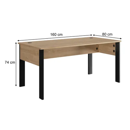 Bureau L. 160 cm FARO imitation Chêne et noir