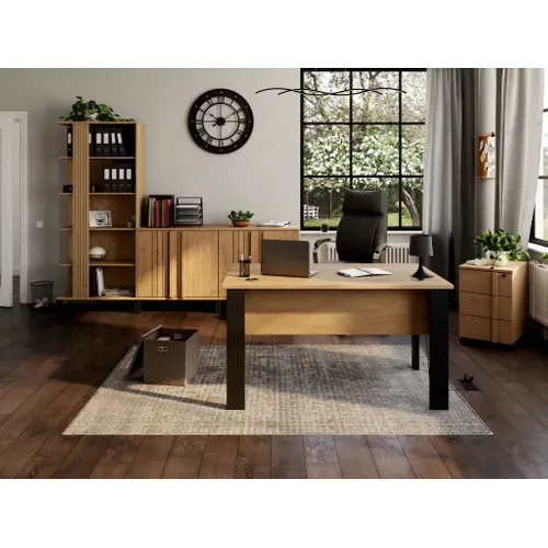 Rangement 2 portes FARO imitation Chêne et noir