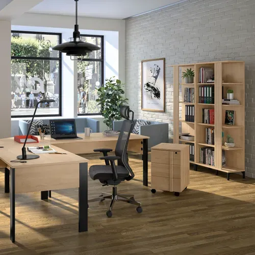 Bibliothèque FARO imitation Chêne blond et noir