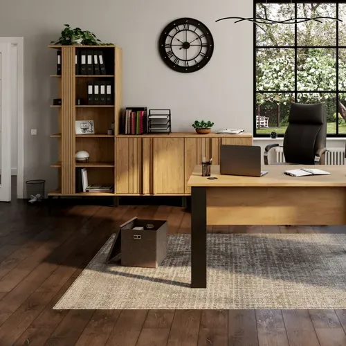 Bibliothèque FARO imitation Chêne blond et noir