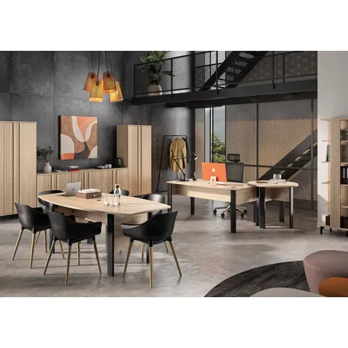 Bibliothèque FARO imitation Chêne blond et noir