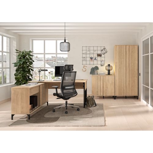 Armoire 2 portes FARO imitation Chêne et noir