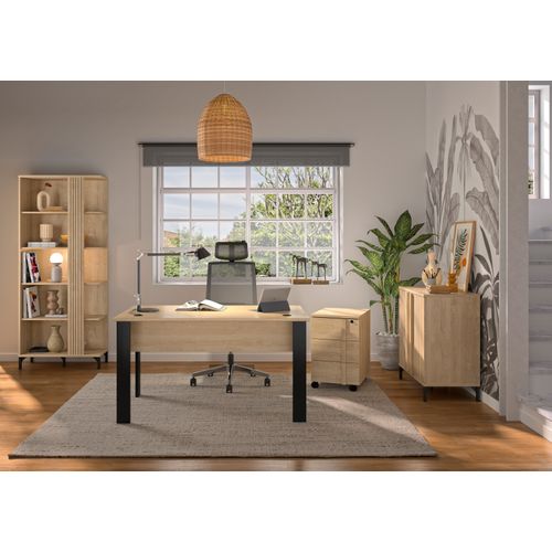 Armoire 2 portes FARO imitation Chêne et noir