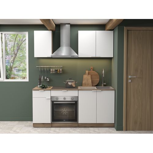 Bas 80 cm 2 portes EDEN chêne - blanc