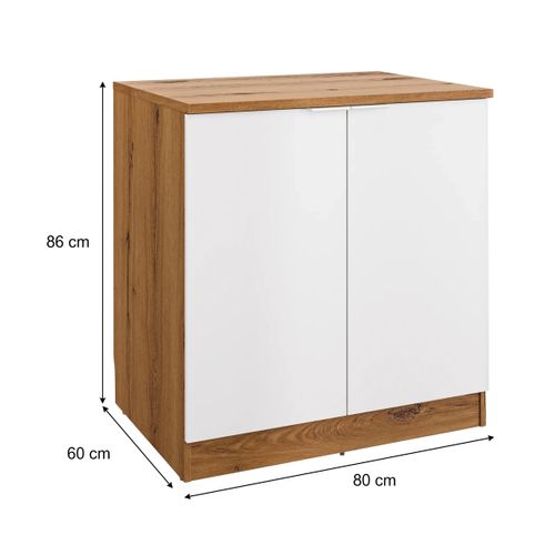 Bas 80 cm 2 portes EDEN chêne - blanc