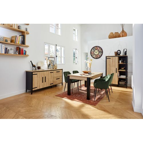 Buffet 2 portes/2 tiroirs CORK imitation chêne/noir