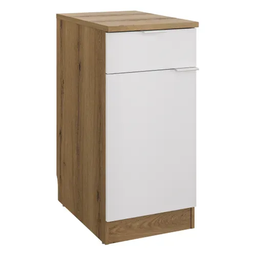 Bas 40 cm 1p 1t EDEN chêne - blanc vue 3/4