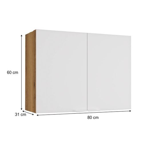 Haut 80 cm 2 portes EDEN chêne - blanc