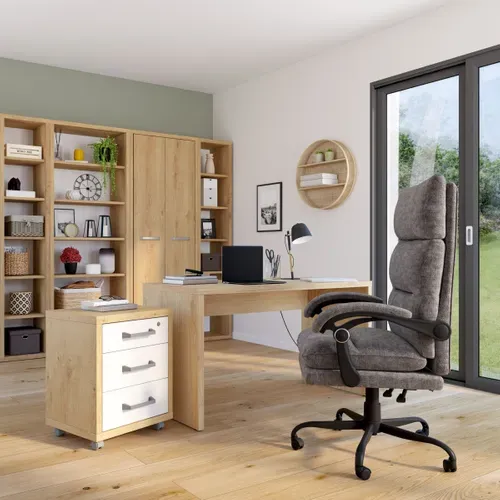 Bureau ELIO imitation châtaignier naturel vue d'ambiance 1