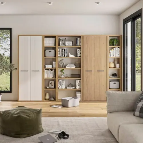 Bibliothéque H. 210 cm ELIO imitation châtaignier naturel