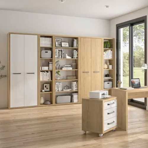 Bibliothéque H. 210 cm ELIO imitation châtaignier naturel