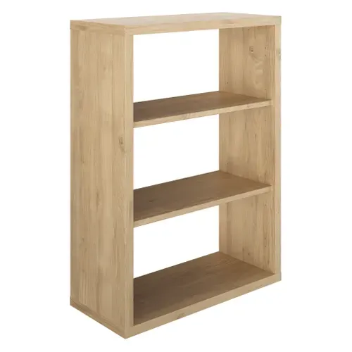 Bibliothéque H. 110 cm ELIO imitation châtaignier naturel vue 3/4