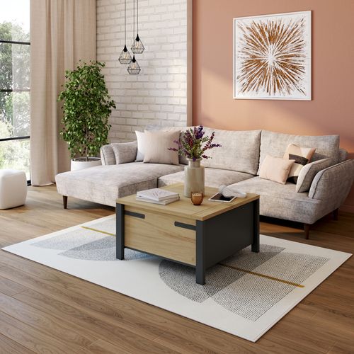 Table basse CORK imitation chêne/noir