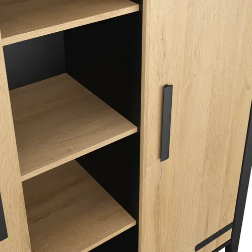 Buffet haut 2 portes CORK imitation chêne/noir vue détaillée