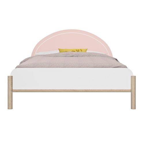 Lit 120cm X 200cm Effet Bois Rose Avec Éclairage LED Intégré