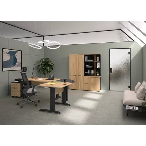 Bureau L. 140 cm JAZZ+ imitation chêne et antharcite