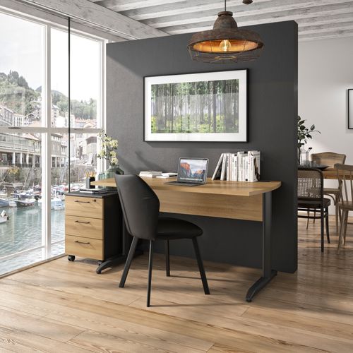 Bureau L. 140 cm JAZZ+ imitation chêne et anthracite