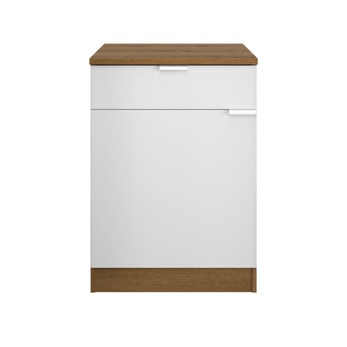 Bas 60 cm 1p 1t EDEN chêne - blanc vue de face