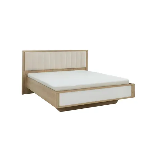 Lit 140x190 cm MANAE imitation chataigne/blanc