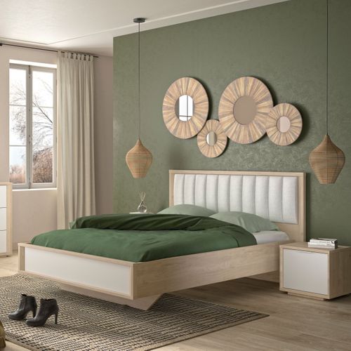 Lit 160x200 cm MANAE imitation chataigne/blanc