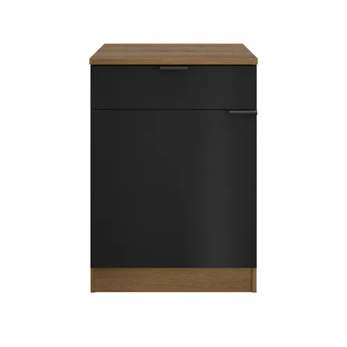 Bas 60 cm 1p 1t EDEN chêne - gris vue de face