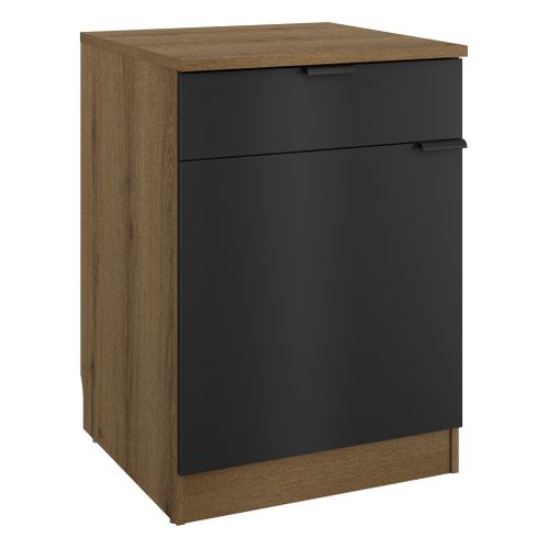 Bas 60 cm 1p 1t EDEN chêne - gris vue 3/4