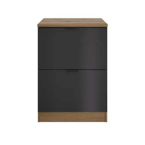 Bas casserolier 2T EDEN chêne - gris vue de face