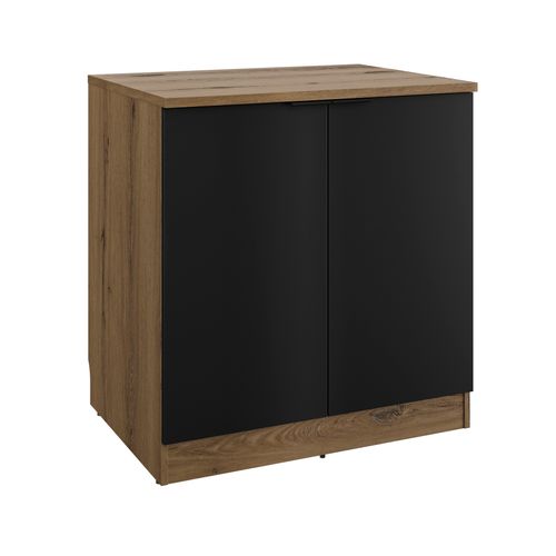 Bas 80 cm 2 portes EDEN chêne - gris