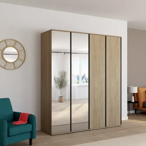Dressing 1 porte miroir  L50 BRUGGES  imitation châtaignier