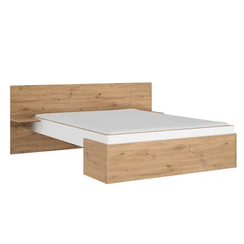 Lit 140x190 cm ANIS imitation chêne et blanc vue 3/4