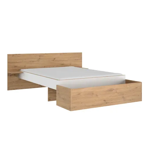 Lit 140x190 cm ANIS imitation chêne et blanc