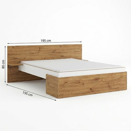 Lit 140x190 cm ANIS imitation chêne et blanc