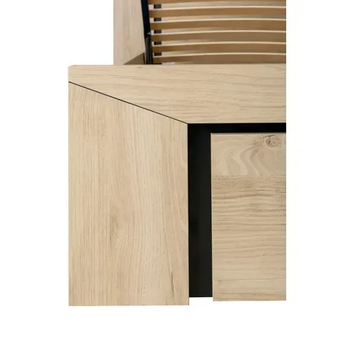 Lit coffre 160x200 cm BRUGGES imitation châtaignier naturel