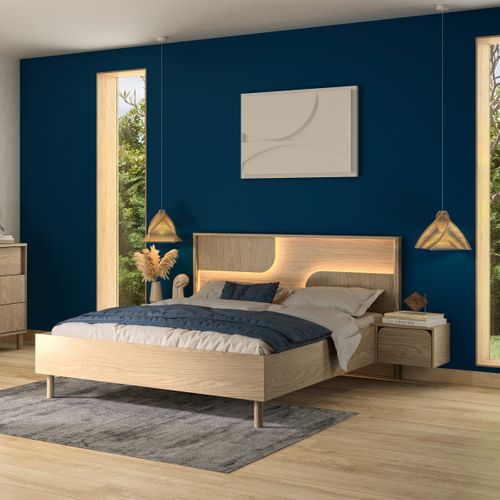 Lit 160x200 cm GALYS imitation chêne rookwood vue d'ambiance 1