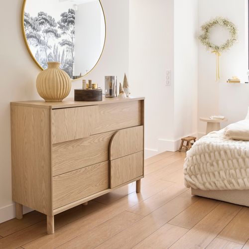 Commode 3 tiroirs GALYS imitation chêne rookwood vue d'ambiance 1
