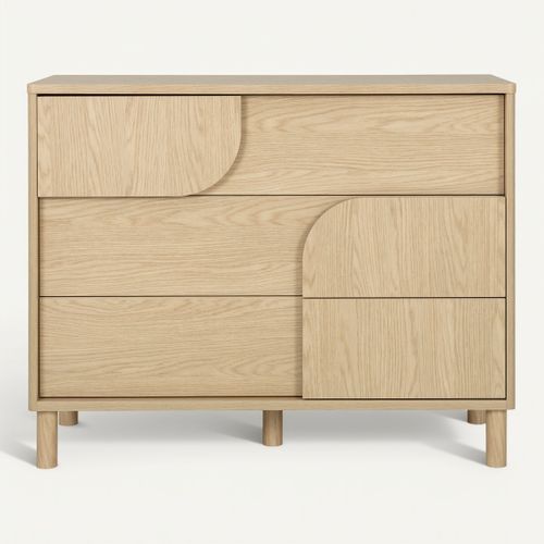 Commode 3 tiroirs GALYS imitation chêne rookwood vue de face
