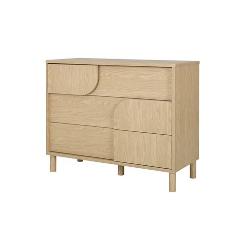 Commode 3 tiroirs GALYS imitation chêne rookwood vue de profil