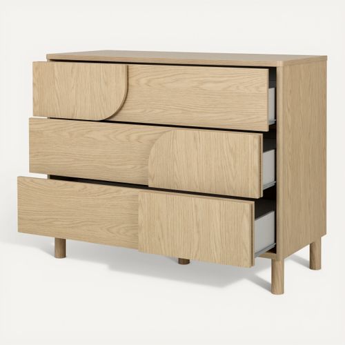 Commode 3 tiroirs GALYS imitation chêne rookwood