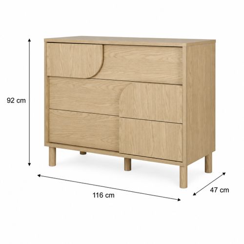 Commode 3 tiroirs GALYS imitation chêne rookwood