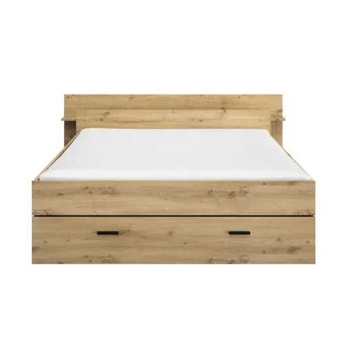 Lit 140x190 cm avec rangements - grands tiroirs TONIGHT imitation chêne artisan