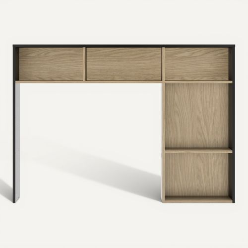 Tête de lit L. 90 cm NAEL imitation chêne et noir vue de face