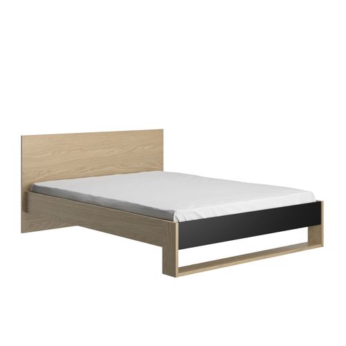 Lit 140x190 cm NAEL imitation chêne et noir