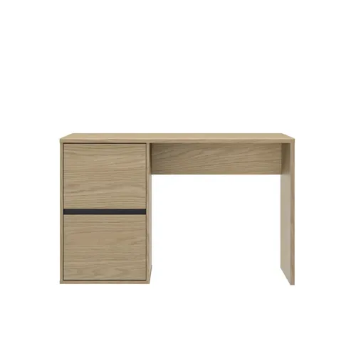 Bureau 2 tiroirs NAEL imitation chêne et noir vue de face