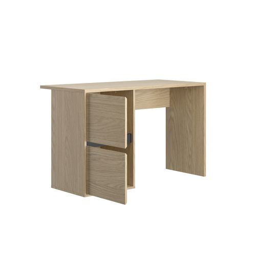 Bureau 2 tiroirs NAEL imitation chêne et noir