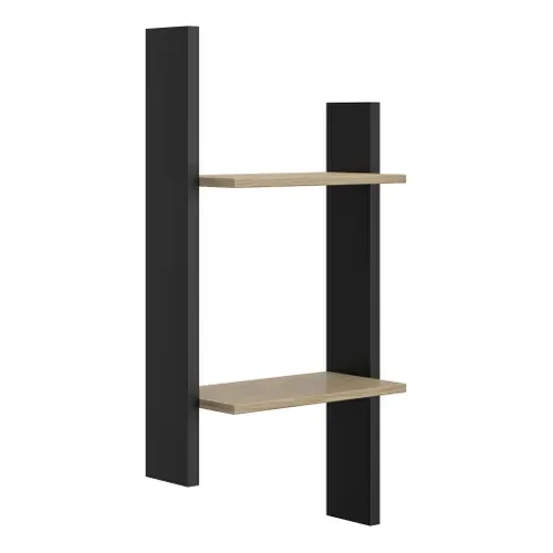 Etagère murale NAEL imitation chêne et noir vue 3/4