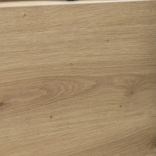 Lit coffre 140x190 cm avec tête de lit tissu beige et cadre imitation chêne JUDY