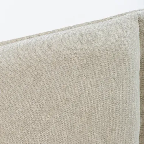 Lit coffre 140x190 cm avec tête de lit tissu beige et cadre imitation chêne JUDY