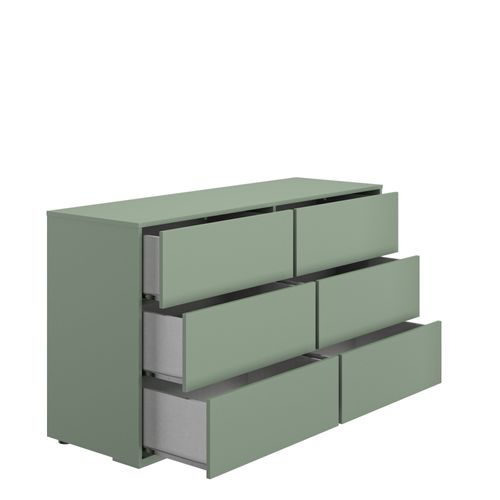 Commode 6 tiroirs RIVOLI vert vue détaillée