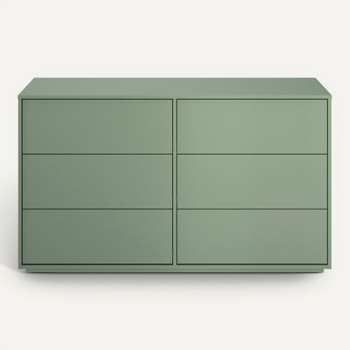 Commode 6 tiroirs RIVOLI vert vue de face