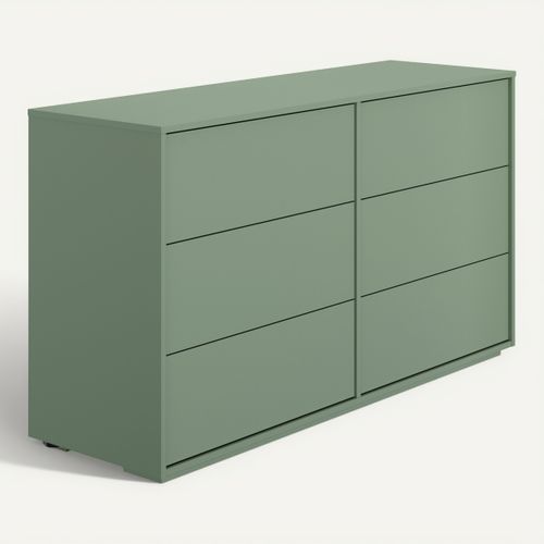 Commode 6 tiroirs RIVOLI vert vue 3/4